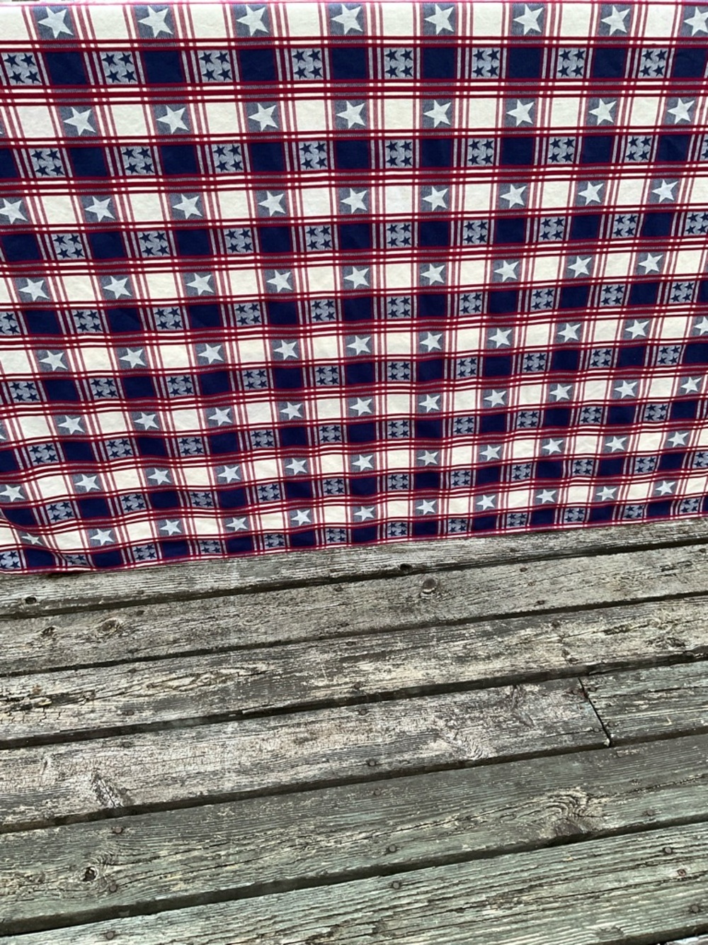 Pampered Chef Red white blue Star Plaid Cotton Tablecloth 4th July USA 58”by 80” - Picture 4 of 6